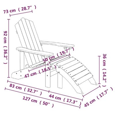 Garden Adirondack Chair with Footstool HDPE Anthracite