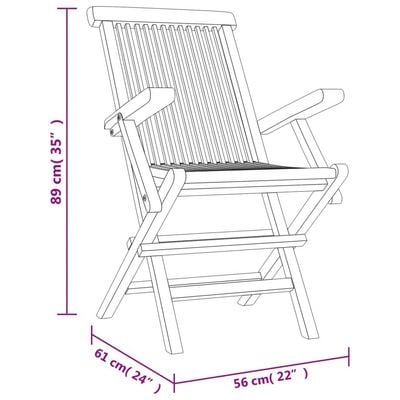 Folding Garden Chairs 8 pcs Grey 56x61x89 cm Solid Wood Teak