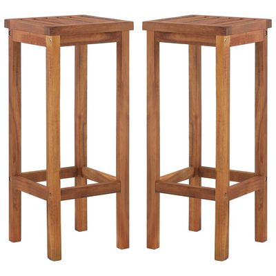 Bar Chairs 2 pcs Solid Acacia Wood