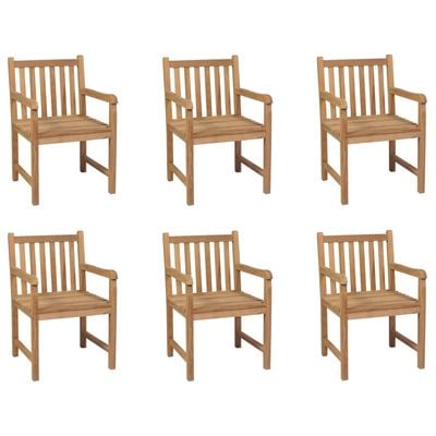 Outdoor Chairs 6 pcs Solid Teak Wood