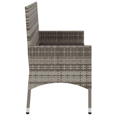 2-Seater Garden Bench with Cushions Grey Poly Rattan