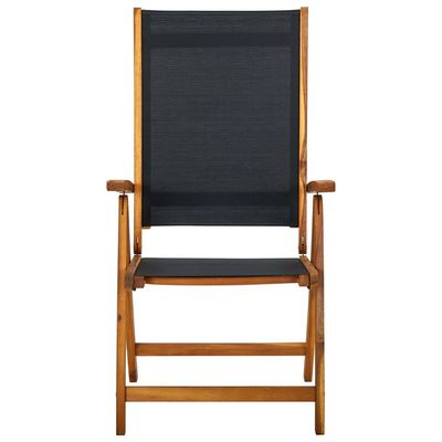 Folding Garden Chairs 2 pcs Solid Acacia Wood and Textilene