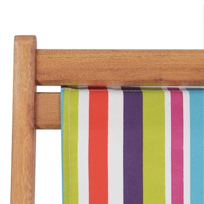 Folding Beach Chair Fabric and Wooden Frame Multicolour