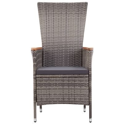 Outdoor Chairs 2 pcs with Cushions Poly Rattan Grey