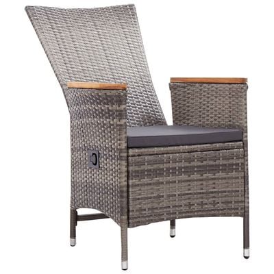 Outdoor Chairs 2 pcs with Cushions Poly Rattan Grey