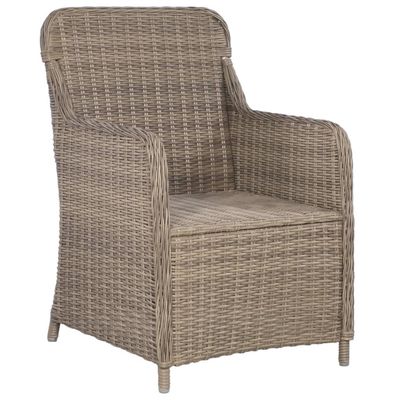 Outdoor Chairs with Cushions 2 pcs Poly Rattan Brown