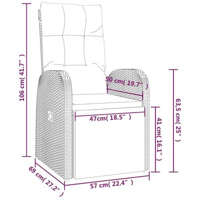 Reclining Garden Chair with Cushion Poly Rattan Black