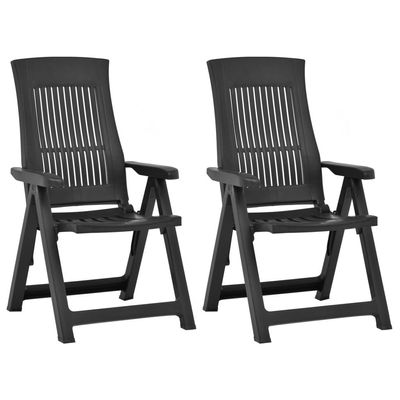 Garden Reclining Chairs 2 pcs Plastic Anthracite