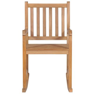 Rocking Chair with Beige Cushion Solid Teak Wood