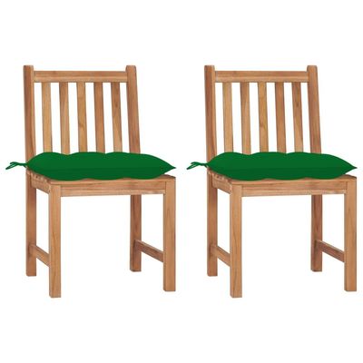 Garden Chairs 2 pcs with Cushions Solid Teak Wood