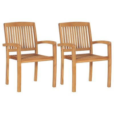 Garden Chairs 2 pcs with Cream White Cushions Solid Teak Wood