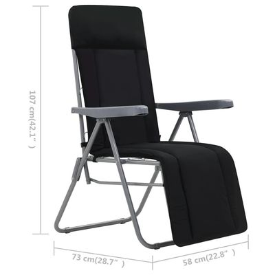 Folding Garden Chairs with Cushions 2 pcs Black