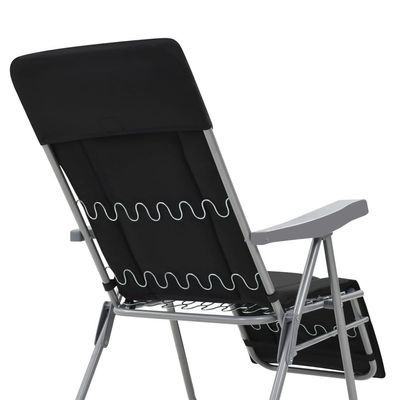 Folding Garden Chairs with Cushions 2 pcs Black