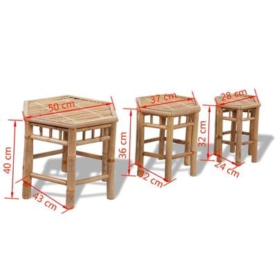 Garden Stools 3 pcs Bamboo