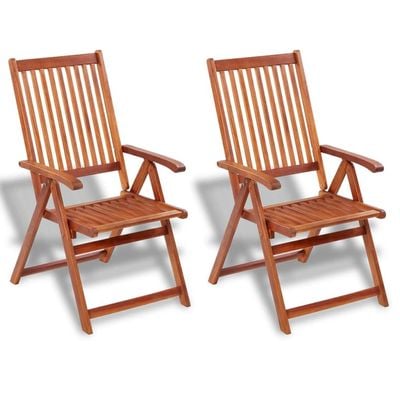 Folding Garden Chairs 2 pcs Solid Acacia Wood Brown