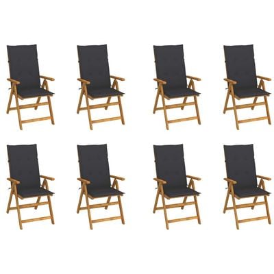 Folding Garden Chairs with Cushions 8 pcs Solid Acacia Wood