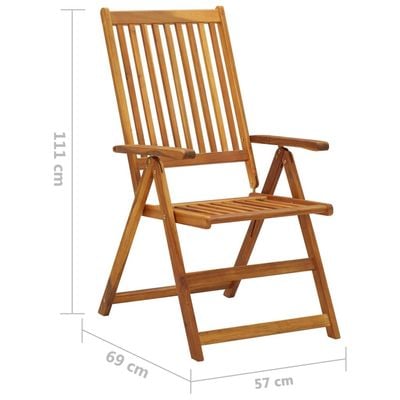 Folding Garden Chairs with Cushions 8 pcs Solid Acacia Wood