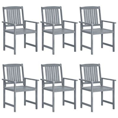 Garden Chairs 6 pcs Solid Acacia Wood Grey