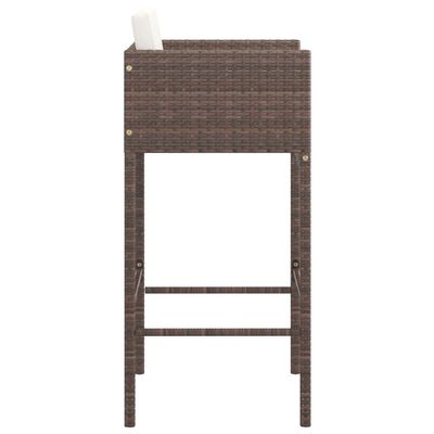 Bar Stools 2 pcs with Cushions Brown Poly Rattan