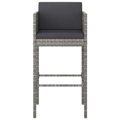 Bar Stools 4 pcs with Cushions Grey Poly Rattan