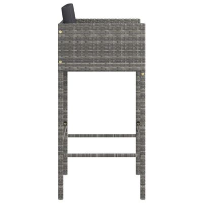 Bar Stools 4 pcs with Cushions Grey Poly Rattan