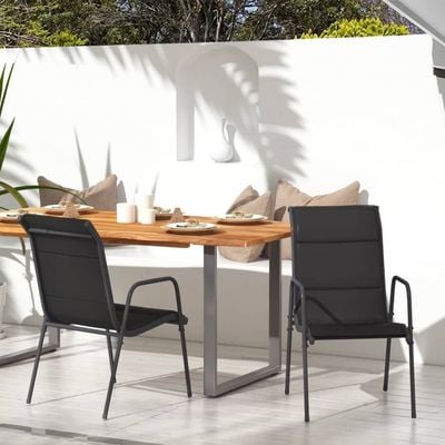 Garden Chairs 2 pcs Steel and Textilene Black