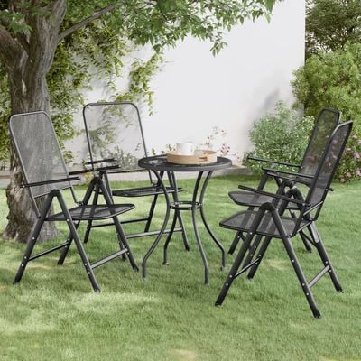 Folding Garden Chairs 4 pcs Expanded Metal Mesh Anthracite