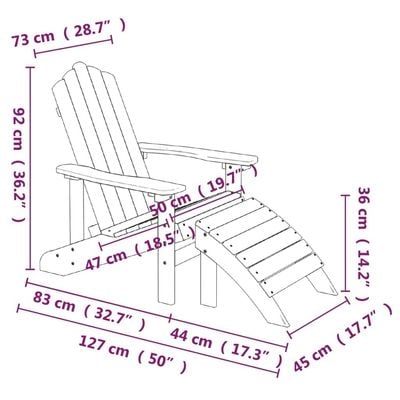 Garden Adirondack Chair with Footstool HDPE White