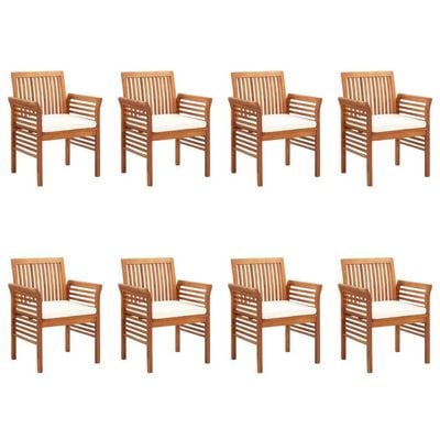 Garden Dining Chairs with Cushions 8 pcs Solid Wood Acacia