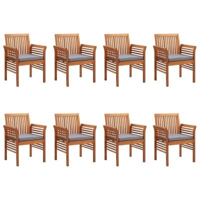 Garden Dining Chairs with Cushions 8 pcs Solid Wood Acacia