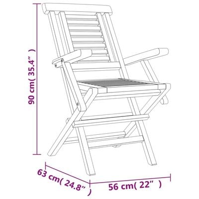 Folding Garden Chairs 2 pcs 56x63x90 cm Solid Wood Teak