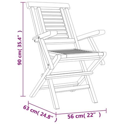 Folding Garden Chairs 6 pcs 56x63x90 cm Solid Wood Teak