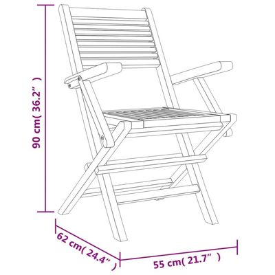 Folding Garden Chairs 4 pcs 55x62x90 cm Solid Wood Teak