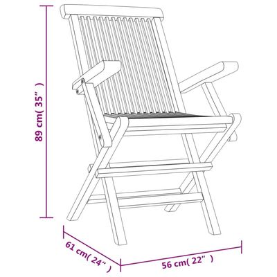 Folding Garden Chairs 6 pcs Grey 56x61x89 cm Solid Wood Teak