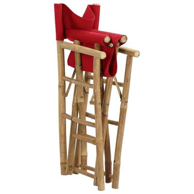 Folding Director's Chairs 2 pcs Red Bamboo and Fabric