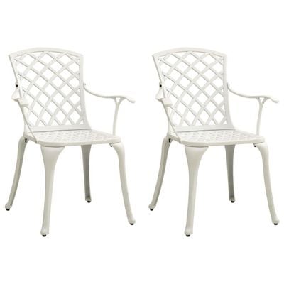 Garden Chairs 2 pcs Cast Aluminium White