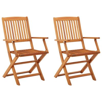 Folding Garden Chairs 2 pcs Solid Eucalyptus Wood