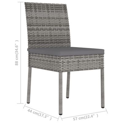 Garden Dining Chairs 2 pcs Poly Rattan Grey