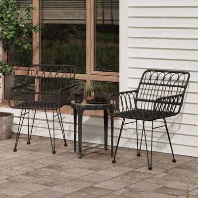 Garden Chairs 2 pcs with Armrest Black 56x64x80 cm PE Rattan