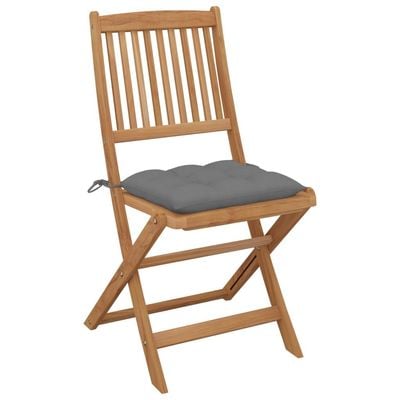 Folding Garden Chairs 2 pcs with Cushions Solid Acacia Wood