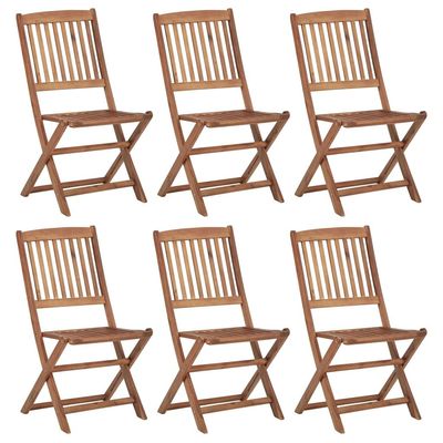 Folding Garden Chairs 6 pcs Solid Acacia Wood