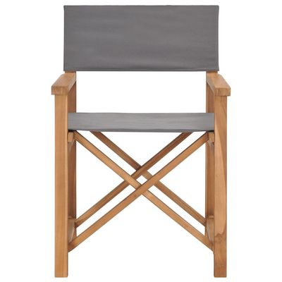 Director's Chairs 2 pcs Solid Teak Wood Grey