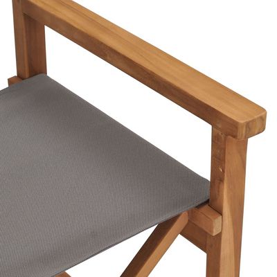 Director's Chairs 2 pcs Solid Teak Wood Grey