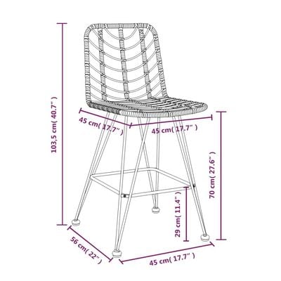 Bar Stools 2 pcs Black 45x56x103.5 cm PE Rattan and Steel