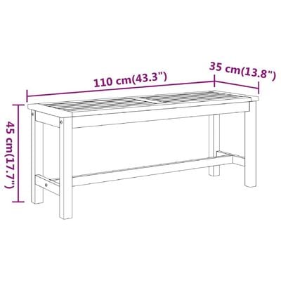 Garden Bench 110x35x45 cm Solid Wood Acacia