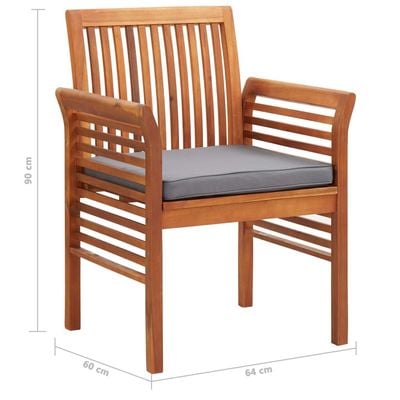 Garden Dining Chairs with Cushions 2 pcs Solid Acacia Wood