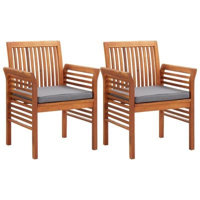 Garden Dining Chairs with Cushions 2 pcs Solid Acacia Wood