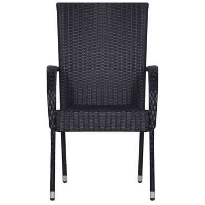 Stackable Outdoor Chairs 6 pcs Poly Rattan Black