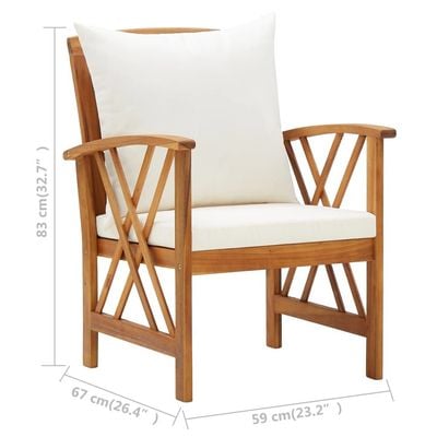 Garden Chairs with Cushions 2 pcs Solid Acacia Wood