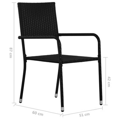 Outdoor Dining Chairs 4 pcs Poly Rattan Black